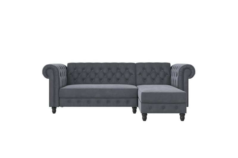 Sovesofa Felix 241x154x83 cm, Antrasitt, Fløyel - 241x154x83 cm, Antrasitt, Fløyel - Møbler - Sofaer - Sovesofaer