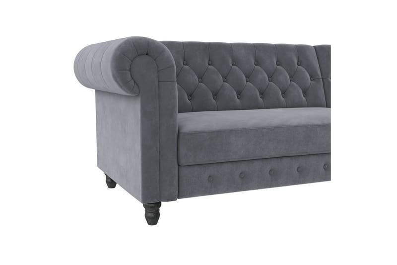 Sovesofa Felix 241x154x83 cm, Antrasitt, Fløyel - 241x154x83 cm, Antrasitt, Fløyel - Møbler - Sofaer - Sovesofaer