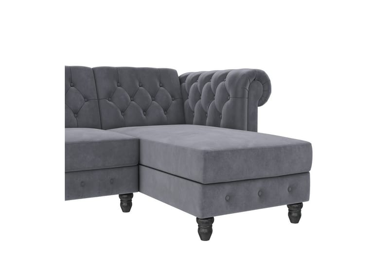 Sovesofa Felix 241x154x83 cm, Antrasitt, Fløyel - 241x154x83 cm, Antrasitt, Fløyel - Møbler - Sofaer - Sovesofaer