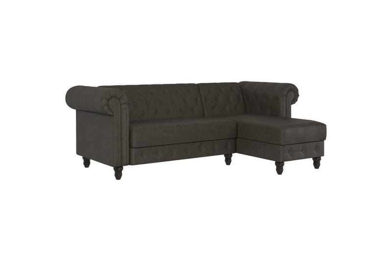 Sovesofa Felix 241x154x83 cm, Antrasitt, Mikrofiber/Tre/Metall - 241x154x83 cm, Antrasitt, Mikrofiber/Tre/Metall - Møbler - Sofaer - Sovesofaer