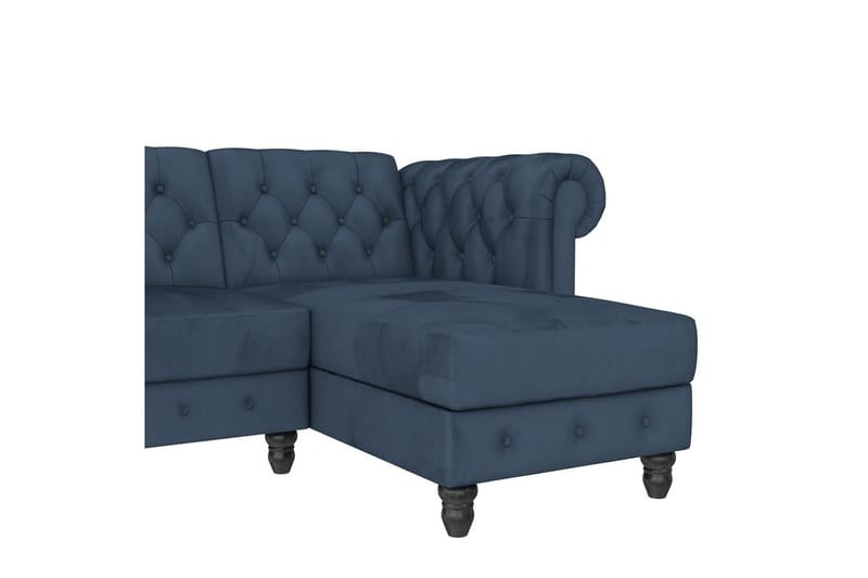 Sovesofa Felix 241x154x83 cm, Blå, Fløyel/Tre/Metall - 241x154x83 cm, Blå, Fløyel/Tre/Metall - Møbler - Sofaer - Sovesofaer