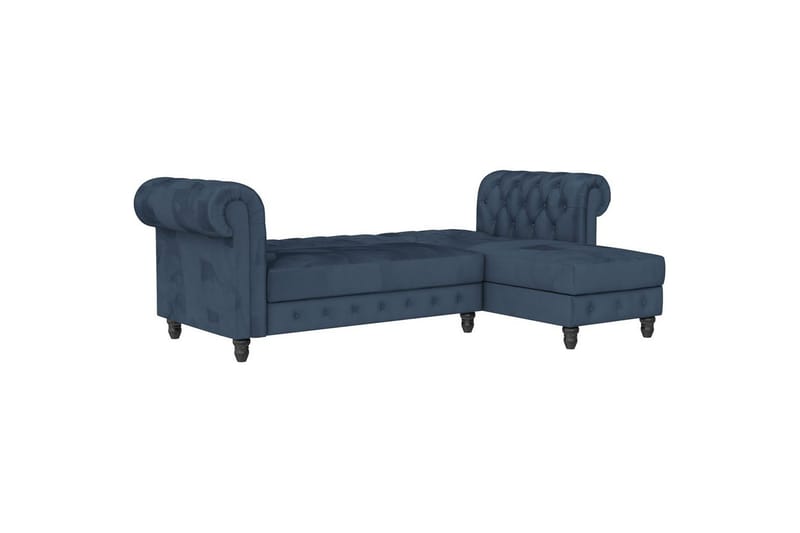 Sovesofa Felix 241x154x83 cm, Blå, Fløyel/Tre/Metall - 241x154x83 cm, Blå, Fløyel/Tre/Metall - Møbler - Sofaer - Sovesofaer