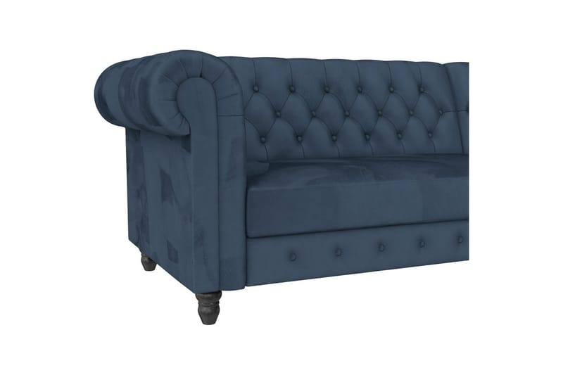 Sovesofa Felix 241x154x83 cm, Blå, Fløyel/Tre/Metall - 241x154x83 cm, Blå, Fløyel/Tre/Metall - Møbler - Sofaer - Sovesofaer