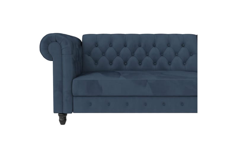 Sovesofa Felix 241x154x83 cm, Blå, Fløyel/Tre/Metall - 241x154x83 cm, Blå, Fløyel/Tre/Metall - Møbler - Sofaer - Sovesofaer