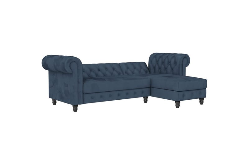 Sovesofa Felix 241x154x83 cm, Blå, Fløyel/Tre/Metall - 241x154x83 cm, Blå, Fløyel/Tre/Metall - Møbler - Sofaer - Sovesofaer