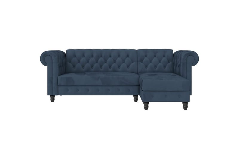 Sovesofa Felix 241x154x83 cm, Blå, Fløyel/Tre/Metall - 241x154x83 cm, Blå, Fløyel/Tre/Metall - Møbler - Sofaer - Sovesofaer