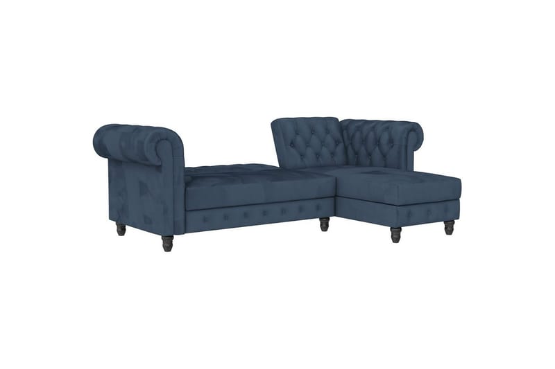 Sovesofa Felix 241x154x83 cm, Blå, Fløyel/Tre/Metall - 241x154x83 cm, Blå, Fløyel/Tre/Metall - Møbler - Sofaer - Sovesofaer
