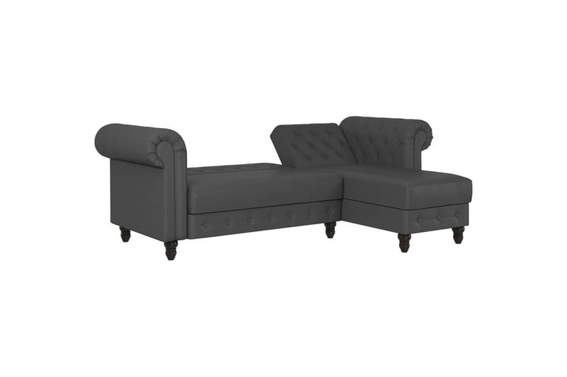 Sovesofa Felix 241x154x83 cm, Grå, PU/tre/metall - 241x154x83 cm, Grå, PU/tre/metall - Møbler - Sofaer - Sovesofaer