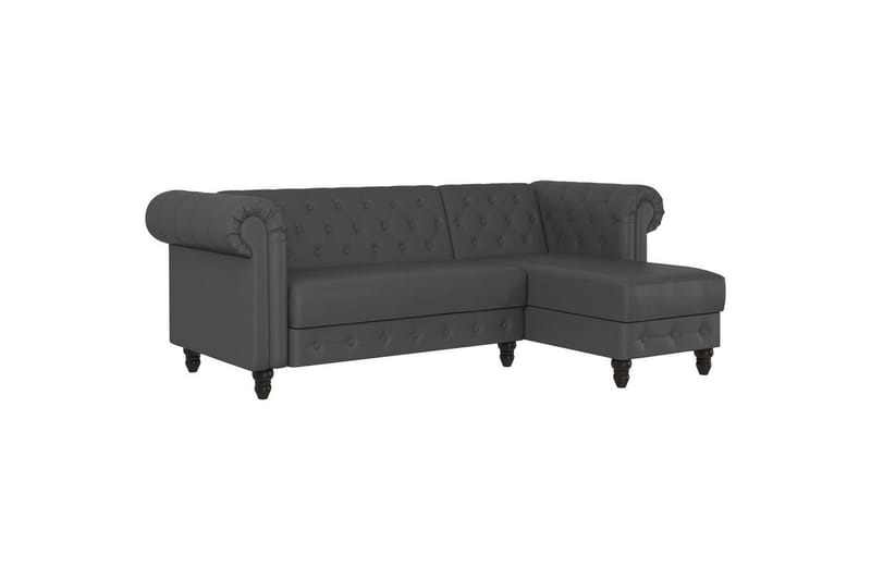 Sovesofa Felix 241x154x83 cm, Grå, PU/tre/metall - 241x154x83 cm, Grå, PU/tre/metall - Møbler - Sofaer - Sovesofaer