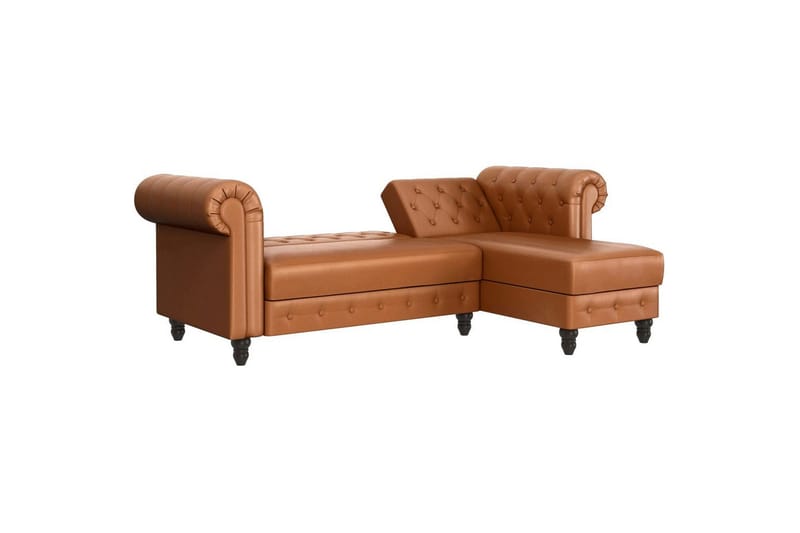 Sovesofa Felix 241x154x83 cm, Kognac, PU/tre/metall - 241x154x83 cm, Kognac, PU/tre/metall - Møbler - Sofaer - Sovesofaer