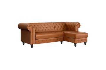 Sovesofa Felix 241x154x83 cm, Kognac, PU/tre/metall