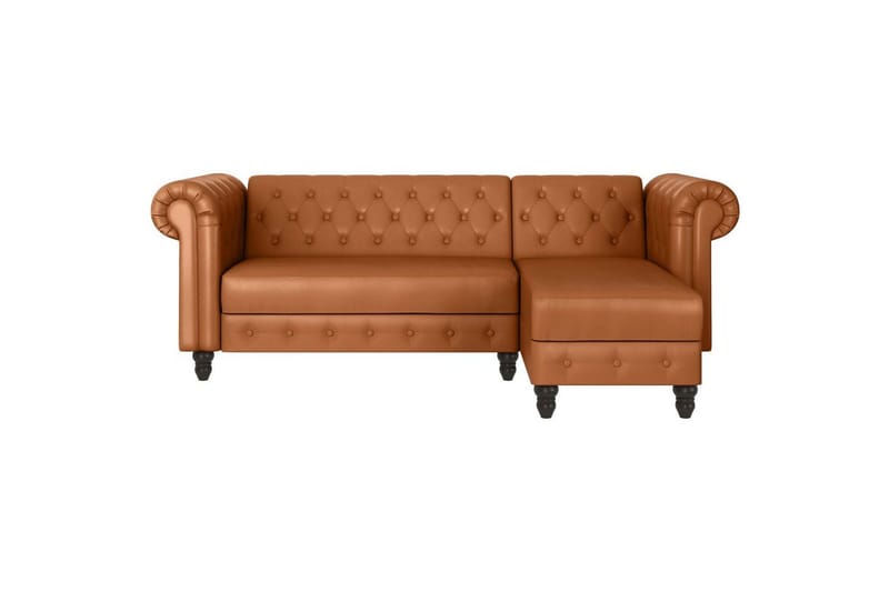 Sovesofa Felix 241x154x83 cm, Kognac, PU/tre/metall - 241x154x83 cm, Kognac, PU/tre/metall - Møbler - Sofaer - Sovesofaer