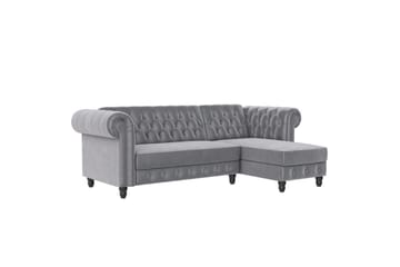 Sovesofa Felix 241x154x83 cm, Lys grå, Fløyel