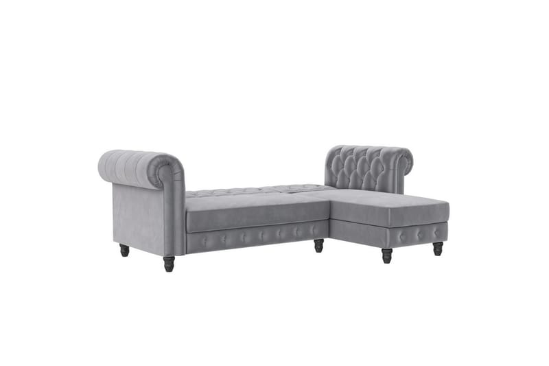 Sovesofa Felix 241x154x83 cm, Lys grå, Fløyel - 241x154x83 cm, Lys grå, Fløyel - Møbler - Sofaer - Sovesofaer
