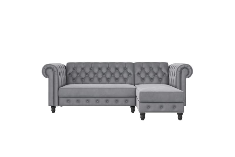 Sovesofa Felix 241x154x83 cm, Lys grå, Fløyel - 241x154x83 cm, Lys grå, Fløyel - Møbler - Sofaer - Sovesofaer