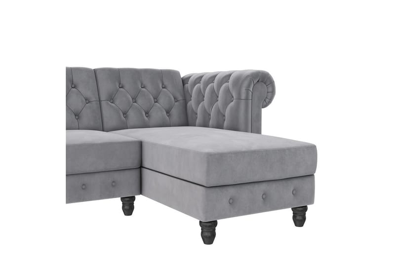 Sovesofa Felix 241x154x83 cm, Lys grå, Fløyel - 241x154x83 cm, Lys grå, Fløyel - Møbler - Sofaer - Sovesofaer