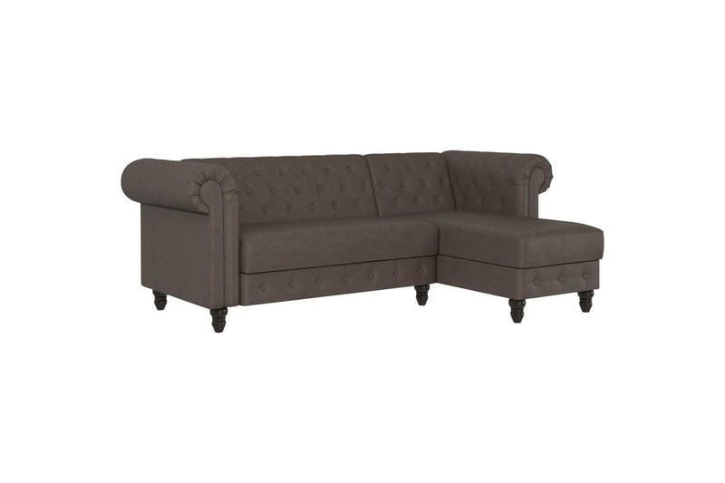 Sovesofa Felix 241x154x83 cm, Mørk brun, Mikrofiber/Tre/Metall - 241x154x83 cm, Mørk brun, Mikrofiber/Tre/Metall - Møbler - Sofaer - Sovesofaer