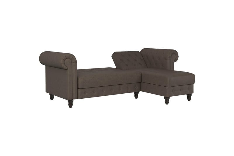 Sovesofa Felix 241x154x83 cm, Mørk brun, Mikrofiber/Tre/Metall - 241x154x83 cm, Mørk brun, Mikrofiber/Tre/Metall - Møbler - Sofaer - Sovesofaer