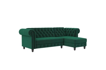 Sovesofa Felix 241x154x83 cm, Mørk grønn, Fløyel