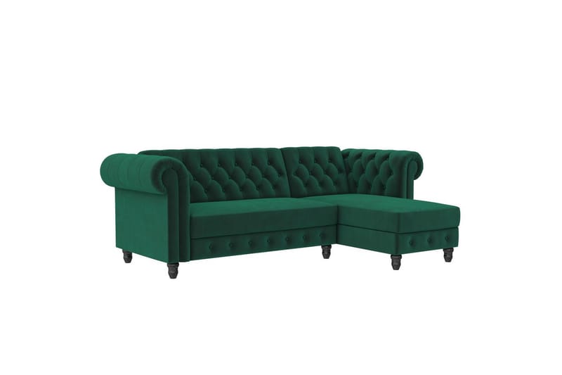Sovesofa Felix 241x154x83 cm, Mørk grønn, Fløyel - 241x154x83 cm, Mørk grønn, Fløyel - Møbler - Sofaer - Sovesofaer