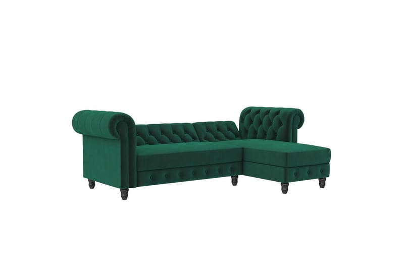 Sovesofa Felix 241x154x83 cm, Mørk grønn, Fløyel - 241x154x83 cm, Mørk grønn, Fløyel - Møbler - Sofaer - Sovesofaer