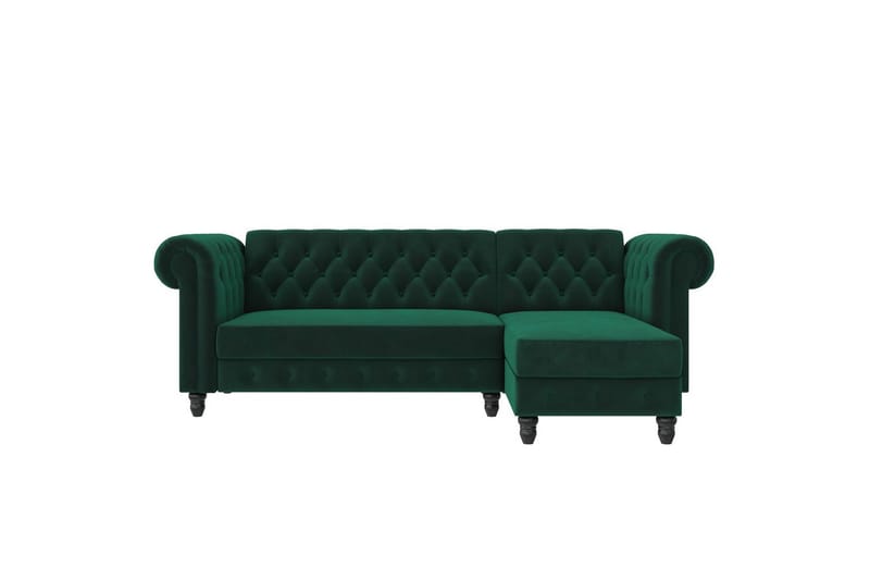 Sovesofa Felix 241x154x83 cm, Mørk grønn, Fløyel - 241x154x83 cm, Mørk grønn, Fløyel - Møbler - Sofaer - Sovesofaer