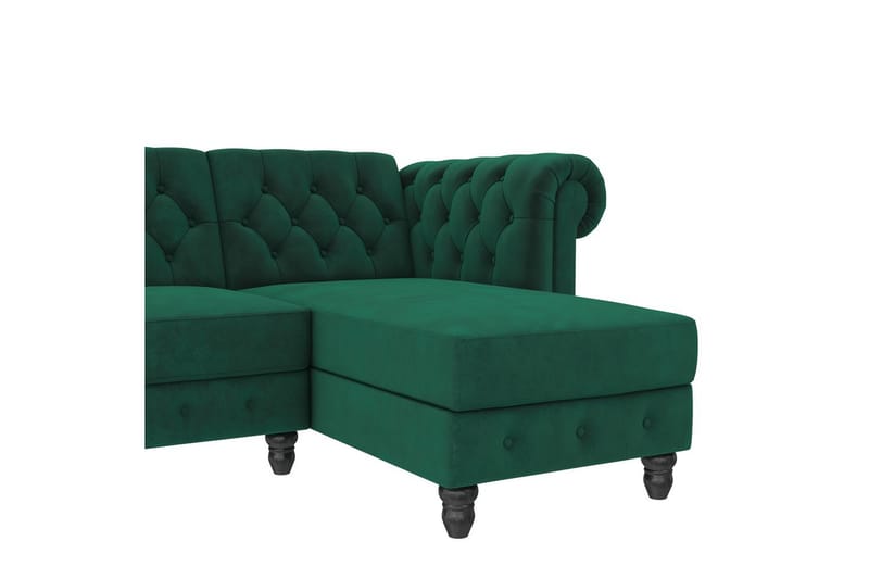 Sovesofa Felix 241x154x83 cm, Mørk grønn, Fløyel - 241x154x83 cm, Mørk grønn, Fløyel - Møbler - Sofaer - Sovesofaer