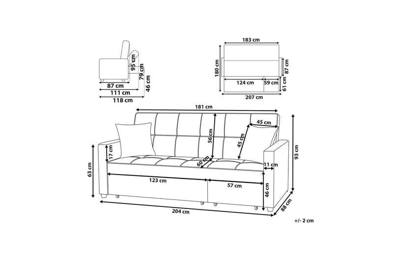 Sovesofa Glomma - Blå, Svart - Møbler - Sofaer - Sovesofaer