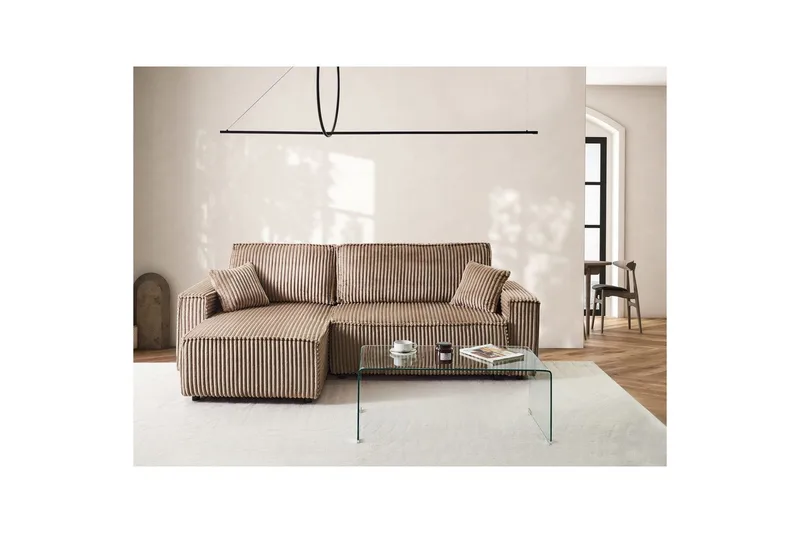 Sovesofa høyrevendt Abacka - Brun, Svart - Møbler - Sofaer - Sovesofaer