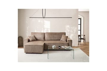 Sovesofa høyrevendt Abacka - Brun, Svart - Møbler - Sofaer - Sovesofaer