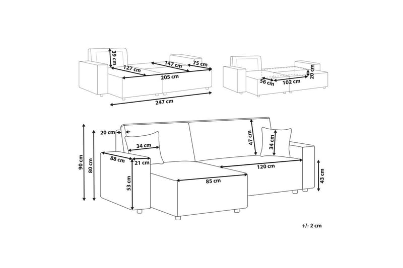 Sovesofa høyrevendt Abacka - Brun, Svart - Møbler - Sofaer - Sovesofaer