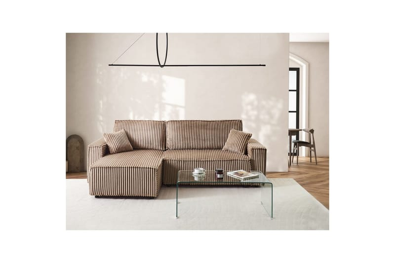 Sovesofa høyrevendt Abacka - Brun, Svart - Møbler - Sofaer - Sovesofaer