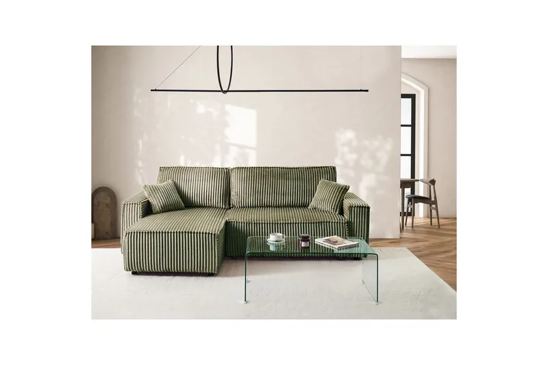 Sovesofa høyrevendt Abacka - Grønn, svart - Møbler - Sofaer - Sovesofaer