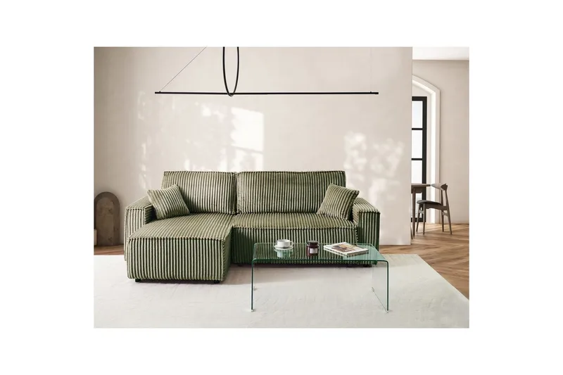 Sovesofa høyrevendt Abacka - Grønn, svart - Møbler - Sofaer - Sovesofaer