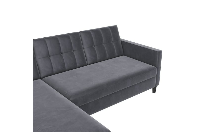 Sovesofa Hartford 213x153x82 cm, Antrasitt, Fløyel - 213x153x82 cm, Antrasitt, Fløyel - Møbler - Sofaer - Sovesofaer