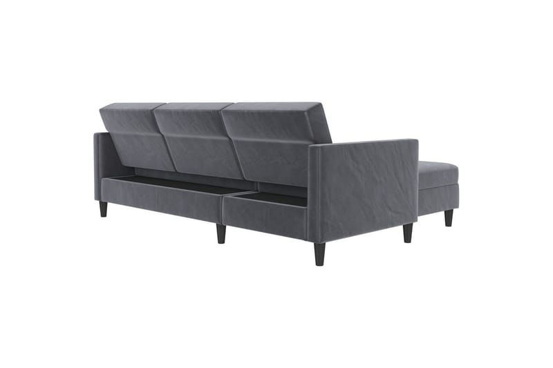 Sovesofa Hartford 213x153x82 cm, Antrasitt, Fløyel - 213x153x82 cm, Antrasitt, Fløyel - Møbler - Sofaer - Sovesofaer