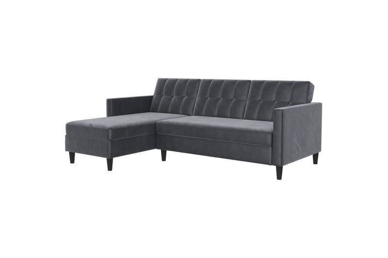 Sovesofa Hartford 213x153x82 cm, Antrasitt, Fløyel - 213x153x82 cm, Antrasitt, Fløyel - Møbler - Sofaer - Sovesofaer