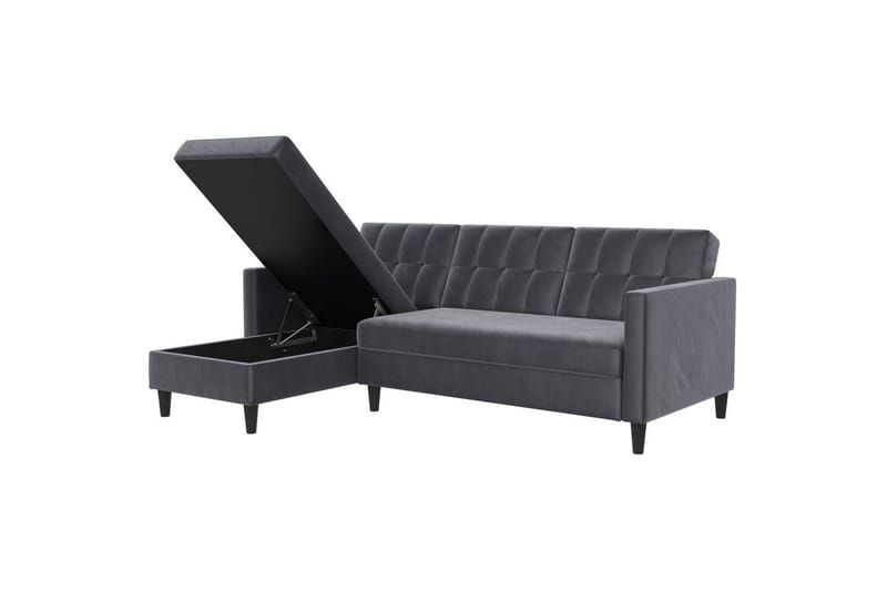 Sovesofa Hartford 213x153x82 cm, Antrasitt, Fløyel - 213x153x82 cm, Antrasitt, Fløyel - Møbler - Sofaer - Sovesofaer