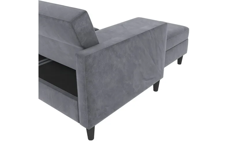 Sovesofa Hartford 213x153x82 cm, Antrasitt, Fløyel - 213x153x82 cm, Antrasitt, Fløyel - Møbler - Sofaer - Sovesofaer