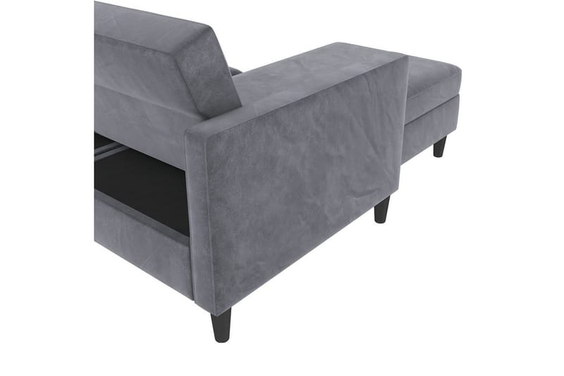 Sovesofa Hartford 213x153x82 cm, Antrasitt, Fløyel - 213x153x82 cm, Antrasitt, Fløyel - Møbler - Sofaer - Sovesofaer