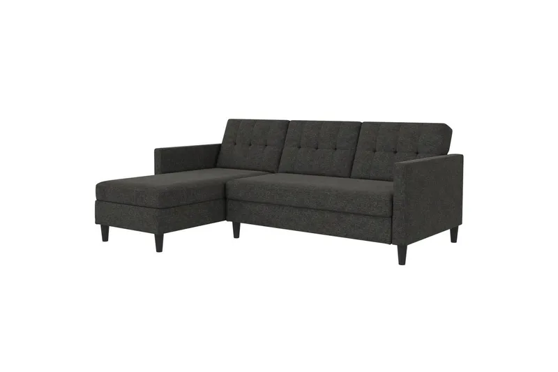 Sovesofa Hartford 213x153x82 cm, Antrasitt, Linstoffutseende (100 % polyester), 213x153x82 cm, Antrasitt, Linstoffutseende (100 % polyester)