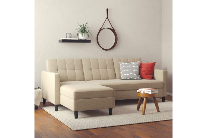 Sovesofa Hartford 213x153x82 cm, Cappucino, Linstoffutseende (100 % polyester) - 213x153x82 cm, Cappucino, Linstoffutseende (100 % polyester) - Møbler - Sofaer - Sovesofaer