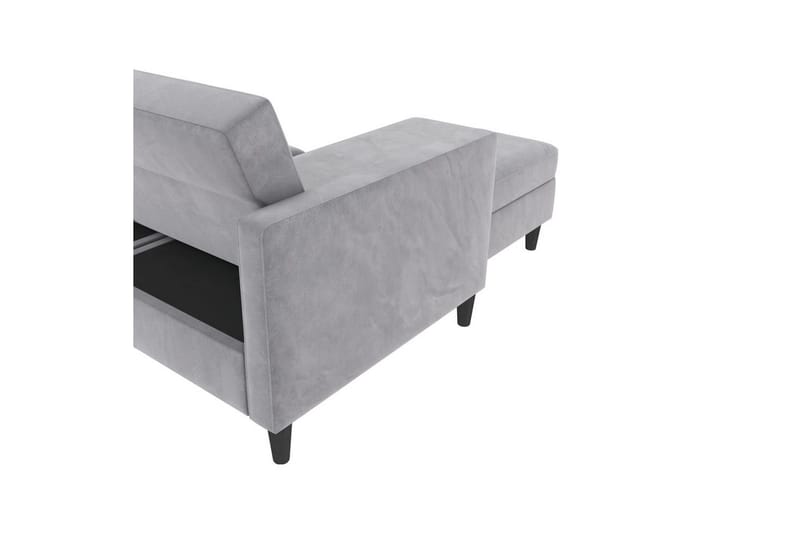 Sovesofa Hartford 213x153x82 cm, Grå, Fløyel - 213x153x82 cm, Grå, Fløyel - Møbler - Sofaer - Sovesofaer