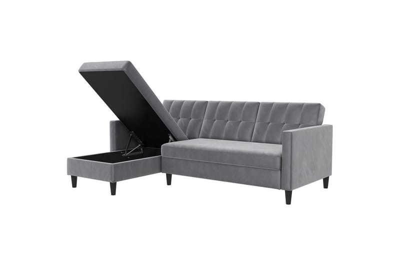 Sovesofa Hartford 213x153x82 cm, Grå, Fløyel - 213x153x82 cm, Grå, Fløyel - Møbler - Sofaer - Sovesofaer