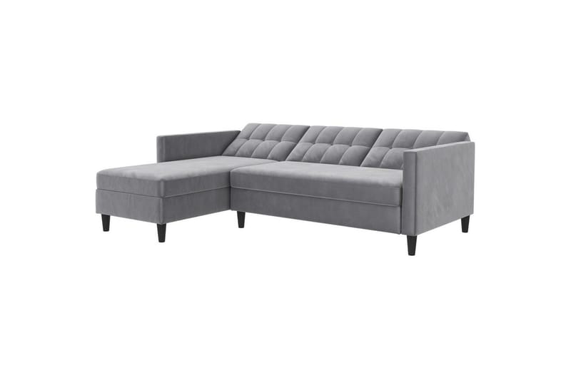 Sovesofa Hartford 213x153x82 cm, Grå, Fløyel - 213x153x82 cm, Grå, Fløyel - Møbler - Sofaer - Sovesofaer