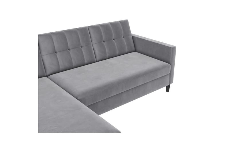 Sovesofa Hartford 213x153x82 cm, Grå, Fløyel - 213x153x82 cm, Grå, Fløyel - Møbler - Sofaer - Sovesofaer