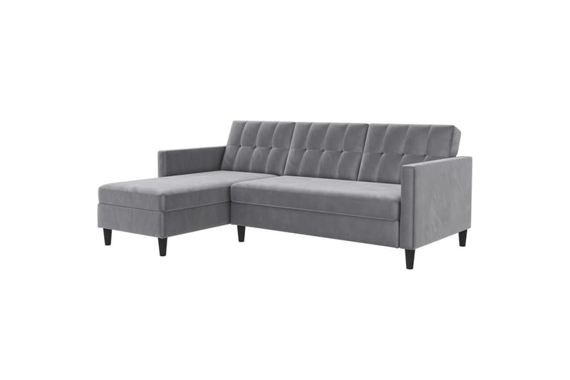 Sovesofa Hartford 213x153x82 cm, Grå, Fløyel - 213x153x82 cm, Grå, Fløyel - Møbler - Sofaer - Sovesofaer