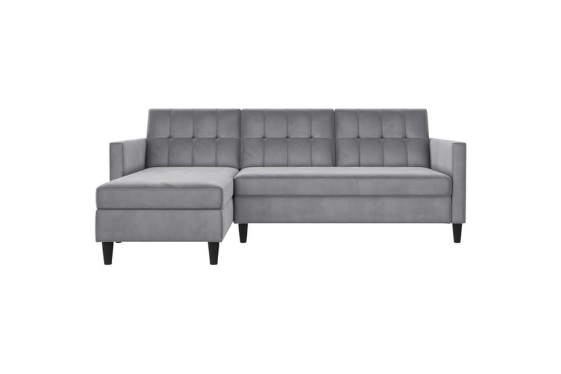Sovesofa Hartford 213x153x82 cm, Grå, Fløyel - 213x153x82 cm, Grå, Fløyel - Møbler - Sofaer - Sovesofaer