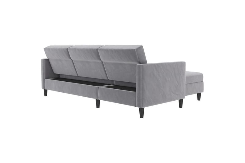 Sovesofa Hartford 213x153x82 cm, Grå, Fløyel - 213x153x82 cm, Grå, Fløyel - Møbler - Sofaer - Sovesofaer