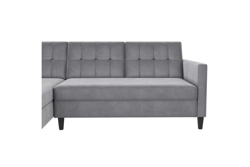 Sovesofa Hartford 213x153x82 cm, Grå, Fløyel - 213x153x82 cm, Grå, Fløyel - Møbler - Sofaer - Sovesofaer